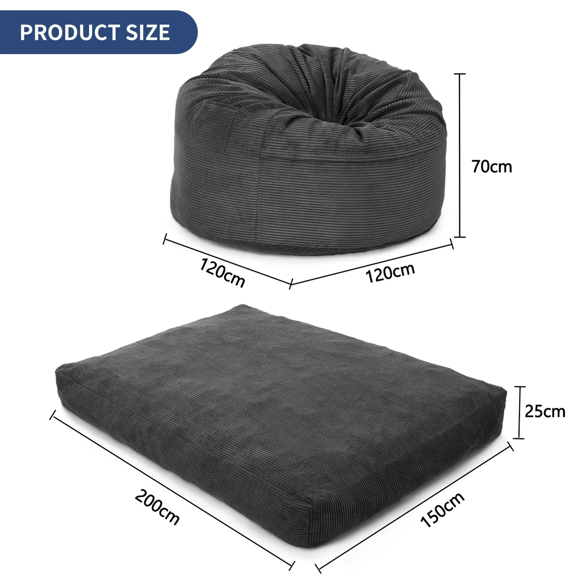 Le Nid – Gris anthracite / 200 × 150 cm