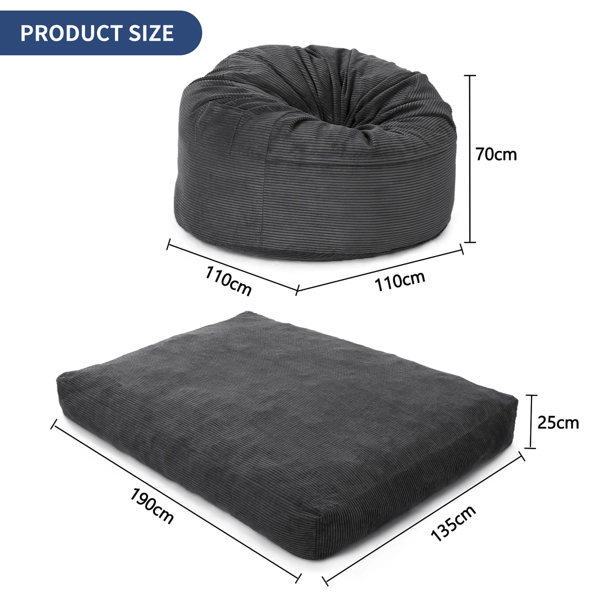Le Nid – Gris anthracite / 190 × 135 cm